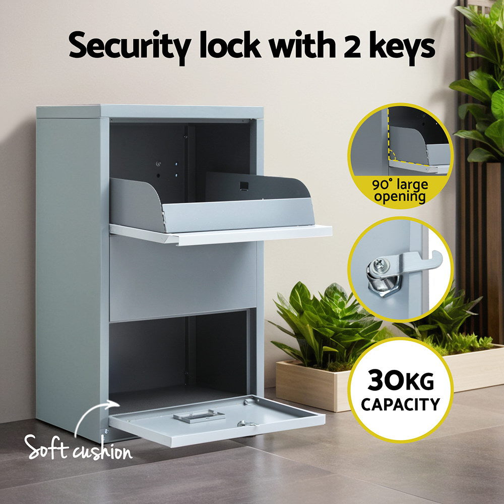 Gardeon Parcel Letterbox Drop Box Package Grey-Home &amp; Garden &gt; Storage &gt; Storage Cabinets &amp; Lockers-PEROZ Accessories