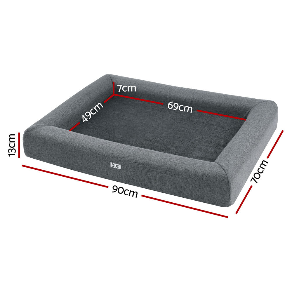 i.Pet Pet Bed Dog Cat Large Calming Soft Sofa Cushion Egg Crate Washable Grey-Pet Care &gt; Dog Supplies &gt; Dog Beds-PEROZ Accessories