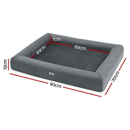 i.Pet Pet Bed Dog Cat Large Calming Soft Sofa Cushion Egg Crate Washable Grey-Pet Care &gt; Dog Supplies &gt; Dog Beds-PEROZ Accessories