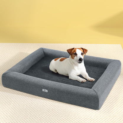 i.Pet Pet Bed Dog Cat Large Calming Soft Sofa Cushion Egg Crate Washable Grey-Pet Care &gt; Dog Supplies &gt; Dog Beds-PEROZ Accessories