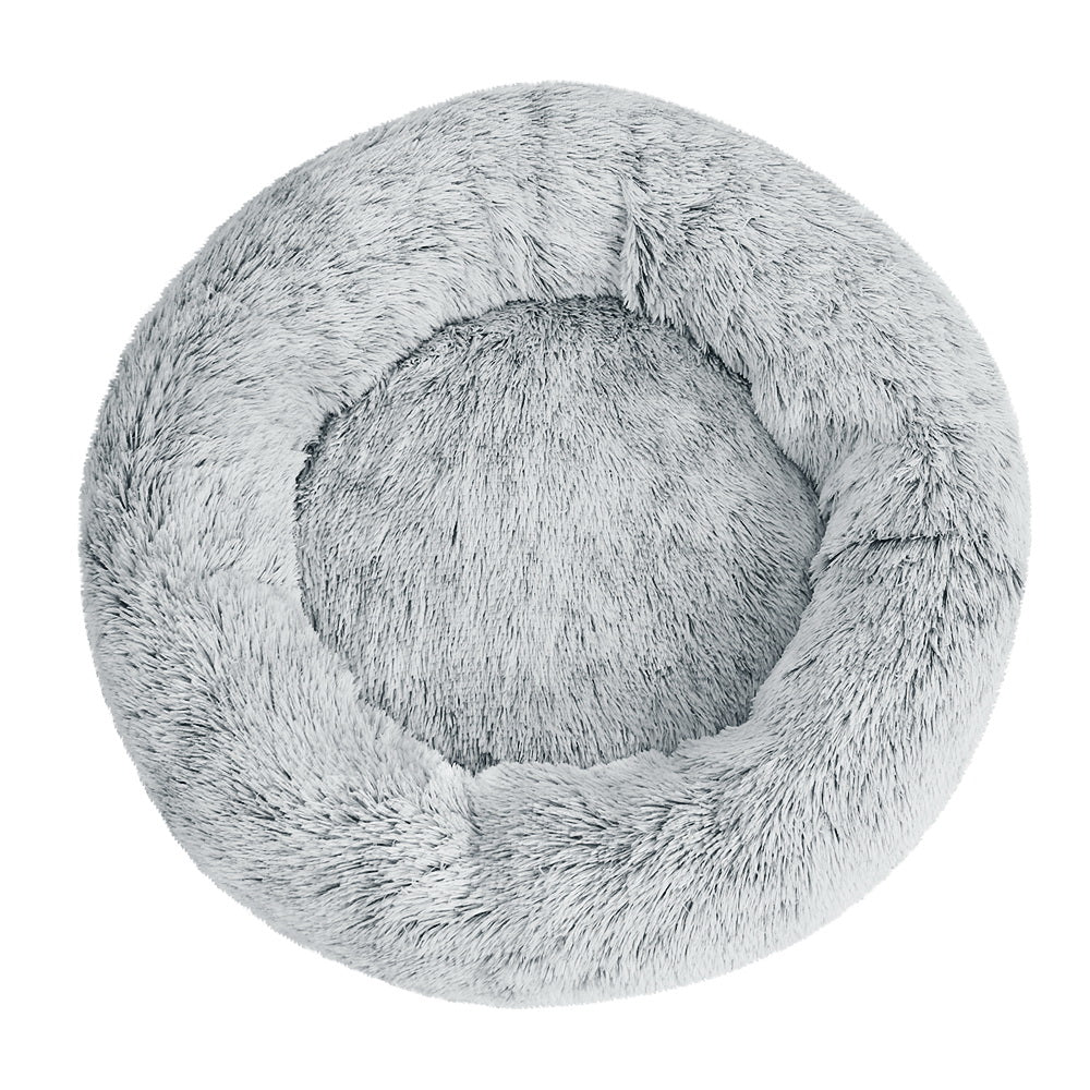 i.Pet Pet Bed Dog Cat 90cm Large Calming Soft Plush Light Charcoal-Pet Beds-PEROZ Accessories