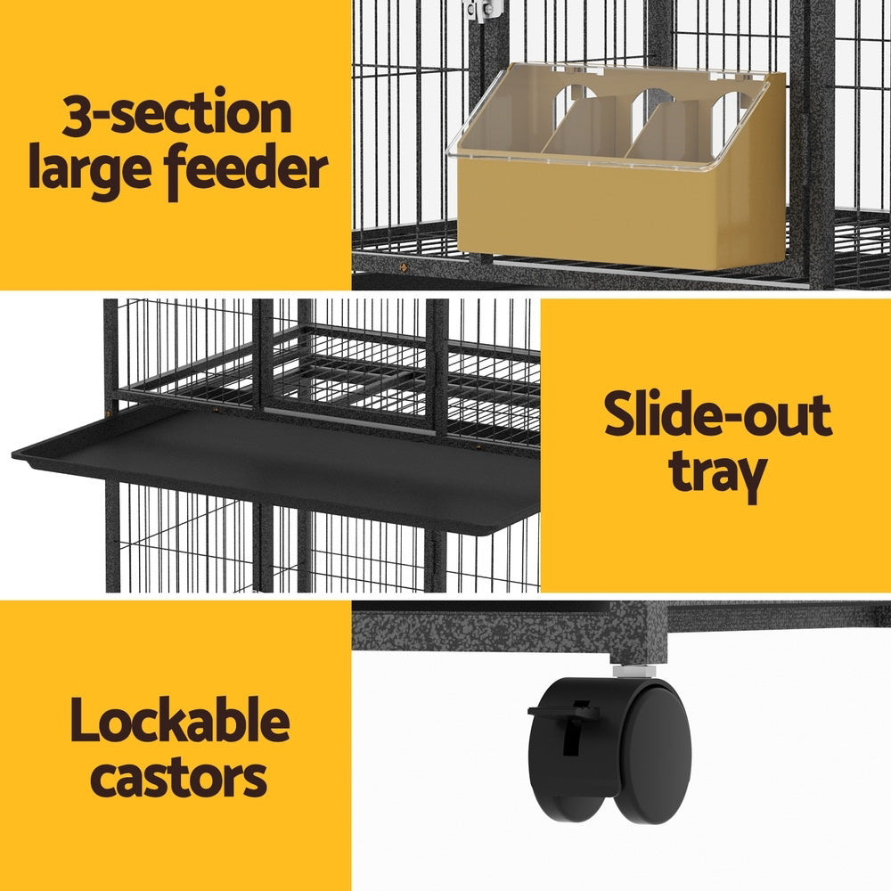 i.Pet Bird Cage Large Bird Cages Aviary Budgie Perch Cage Parrot Pet Stand Wheels-Pet Care &gt; Bird &gt; Bird Cages &amp; Stands-PEROZ Accessories