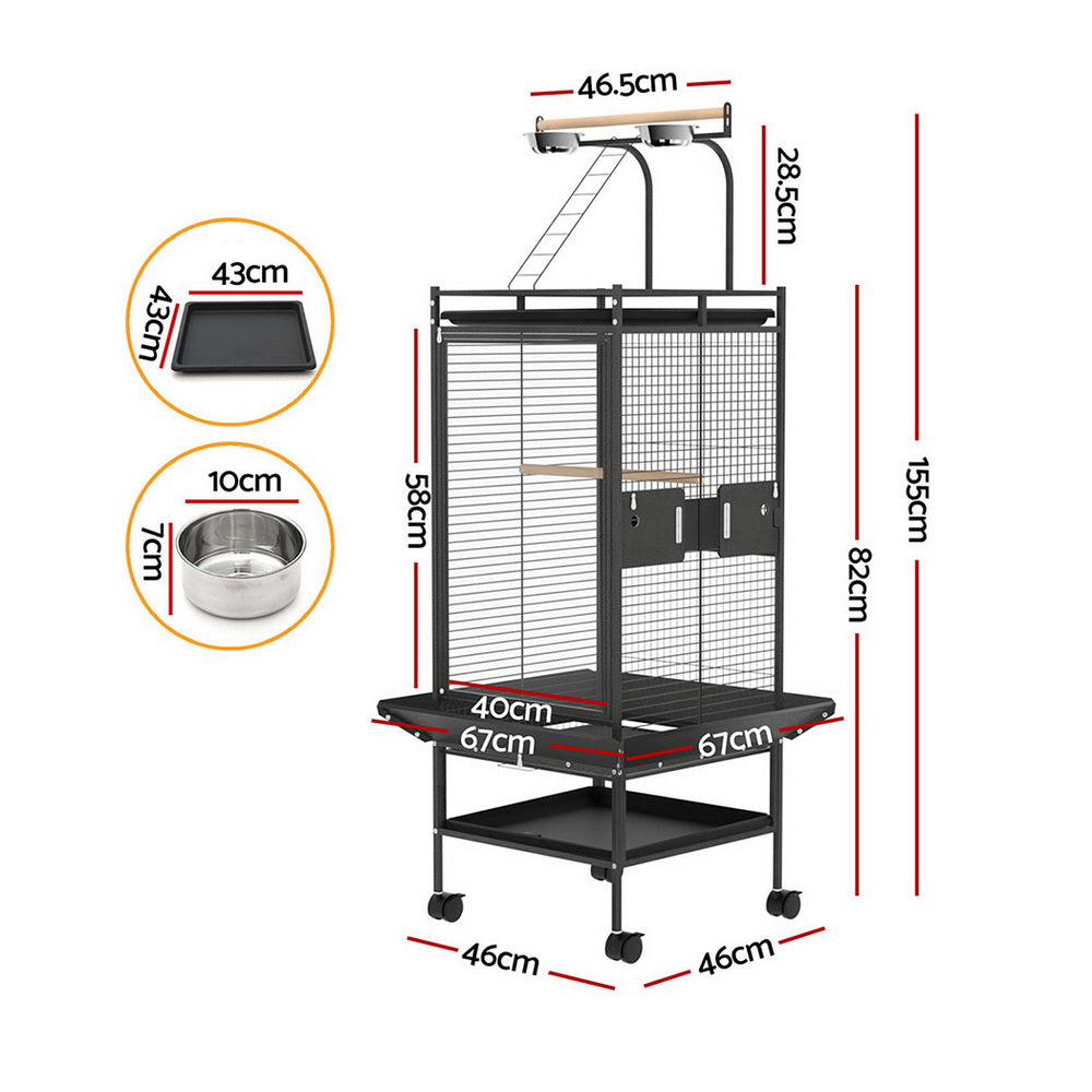 i.Pet Bird Cage Large Cages 155cm Parrot Aviary Stand-Alone Budgie Wheels Castor-Pet Care &gt; Bird &gt; Bird Cages &amp; Stands-PEROZ Accessories