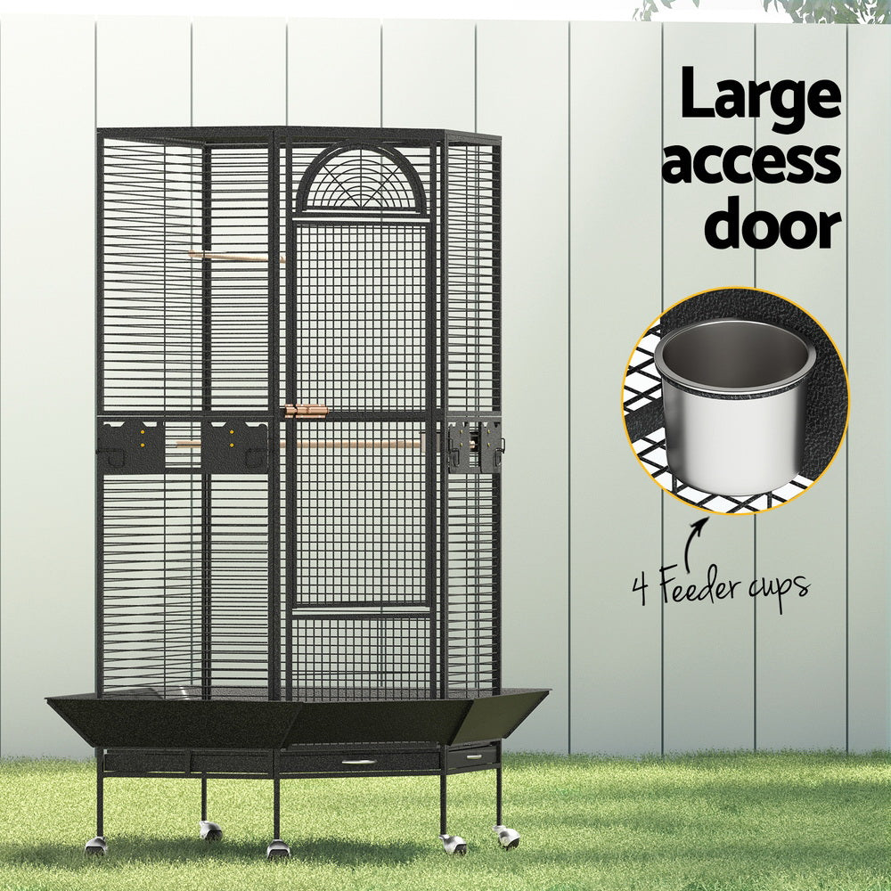 i.Pet Bird Cage Large Jumbo Aviary Budgie Perch Cage Parrot Stand Wheels Corner-Pet Care &gt; Bird &gt; Bird Cages &amp; Stands-PEROZ Accessories