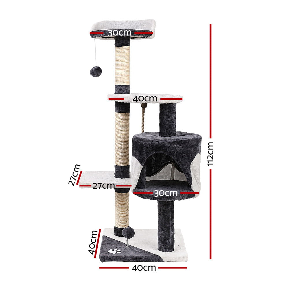i.Pet Cat Tree 112cm Tower Scratching Post Scratcher Wood Condo House Furniture-Cat Trees-PEROZ Accessories
