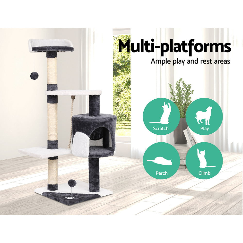 i.Pet Cat Tree 112cm Tower Scratching Post Scratcher Wood Condo House Furniture-Cat Trees-PEROZ Accessories