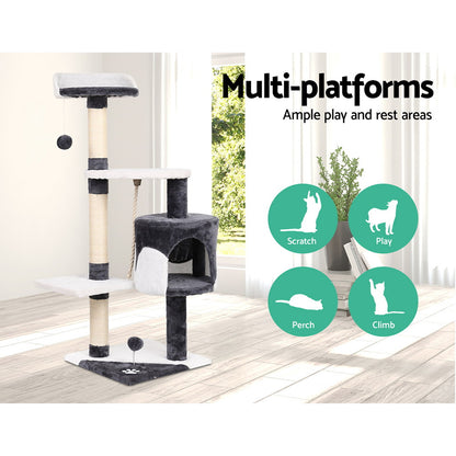 i.Pet Cat Tree 112cm Tower Scratching Post Scratcher Wood Condo House Furniture-Cat Trees-PEROZ Accessories