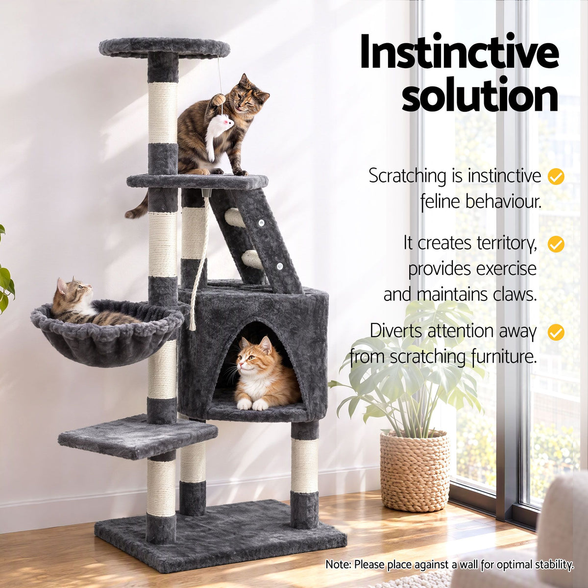 i.Pet Cat Tree 120cm Tower Scratching Post Scratcher Wood Condo House Bed Toys-Cat Trees-PEROZ Accessories