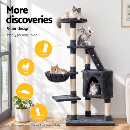 i.Pet Cat Tree 120cm Tower Scratching Post Scratcher Wood Condo House Bed Toys-Cat Trees-PEROZ Accessories