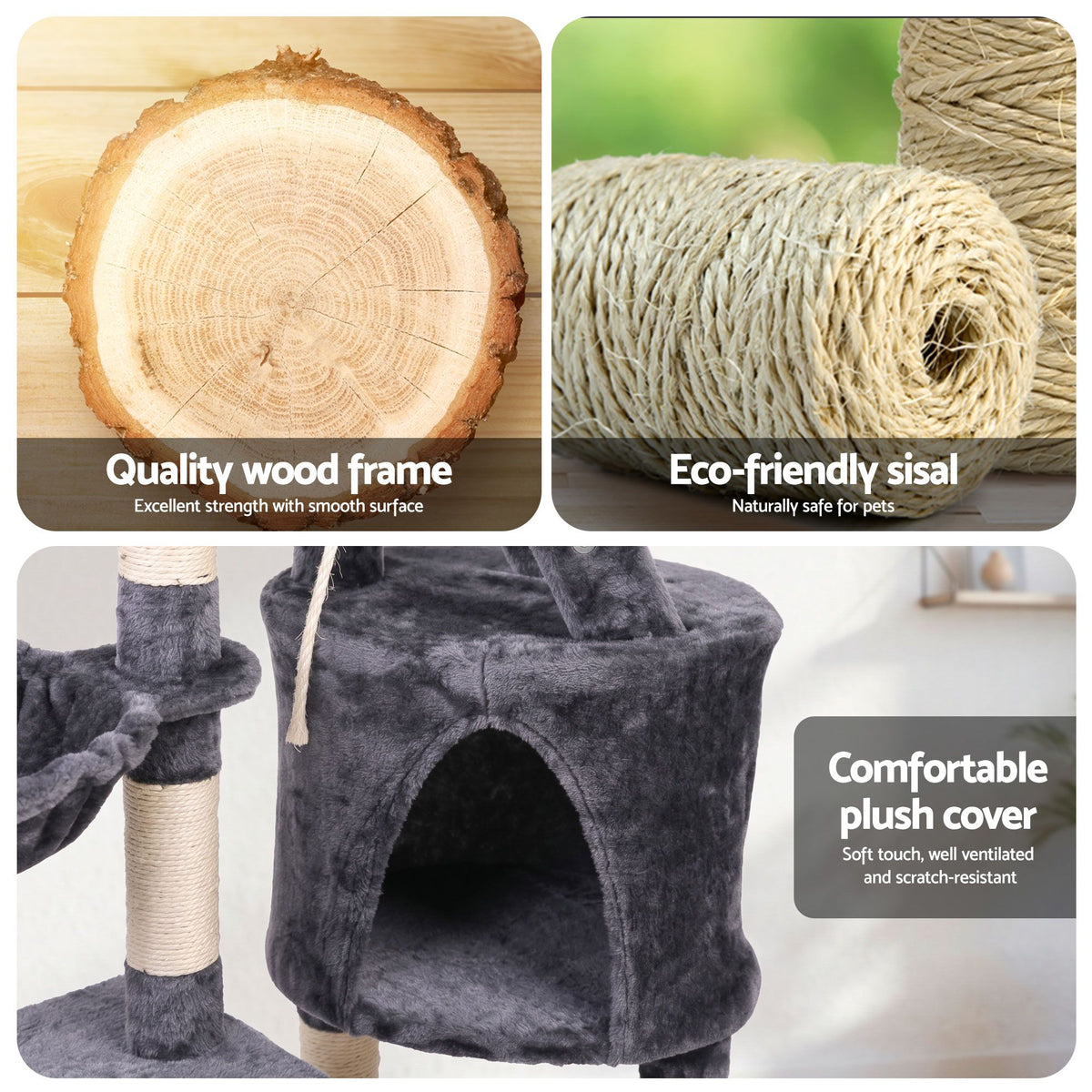 i.Pet Cat Tree 120cm Tower Scratching Post Scratcher Wood Condo House Bed Toys-Cat Trees-PEROZ Accessories