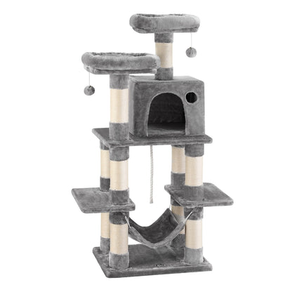 i.Pet Cat Tree 145cm Tower Scratching Post Trees Scratcher Condo House Light Grey-Pet Care &gt; Cat Supplies &gt; Cat Scratchers-PEROZ Accessories
