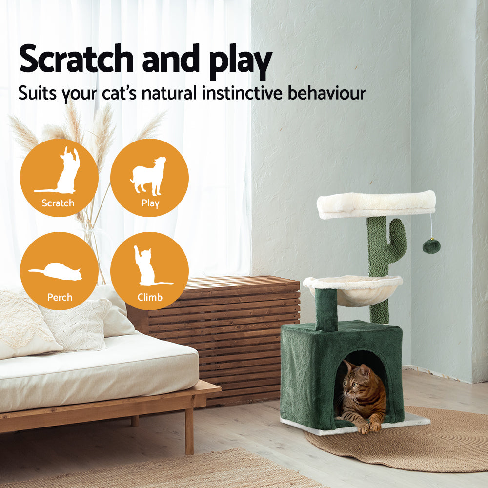 i.Pet Cat Tree 78cm Scratching Post Tower Scratcher Wood Condo House Bed Toys Green-Cat Trees-PEROZ Accessories
