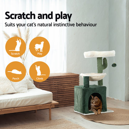 i.Pet Cat Tree 78cm Scratching Post Tower Scratcher Wood Condo House Bed Toys Green-Cat Trees-PEROZ Accessories