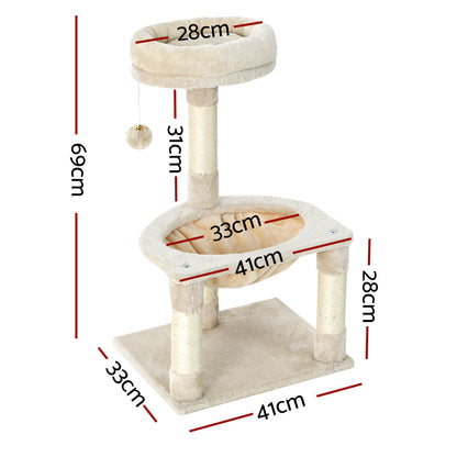 i.Pet Cat Tree 69cm Scratching Post Tower Scratcher Wood Condo Toys House Bed-Cat Trees-PEROZ Accessories