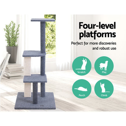 i.Pet Cat Tree 124cm Scratching Post Tower Scratcher Trees Wood Condo Board-Cat Trees-PEROZ Accessories