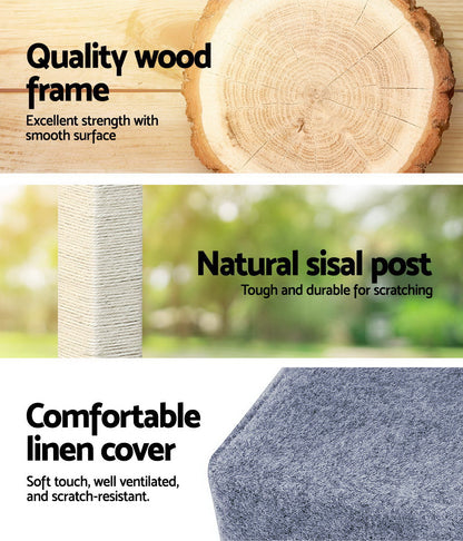 i.Pet Cat Tree 124cm Scratching Post Tower Scratcher Trees Wood Condo Board-Cat Trees-PEROZ Accessories