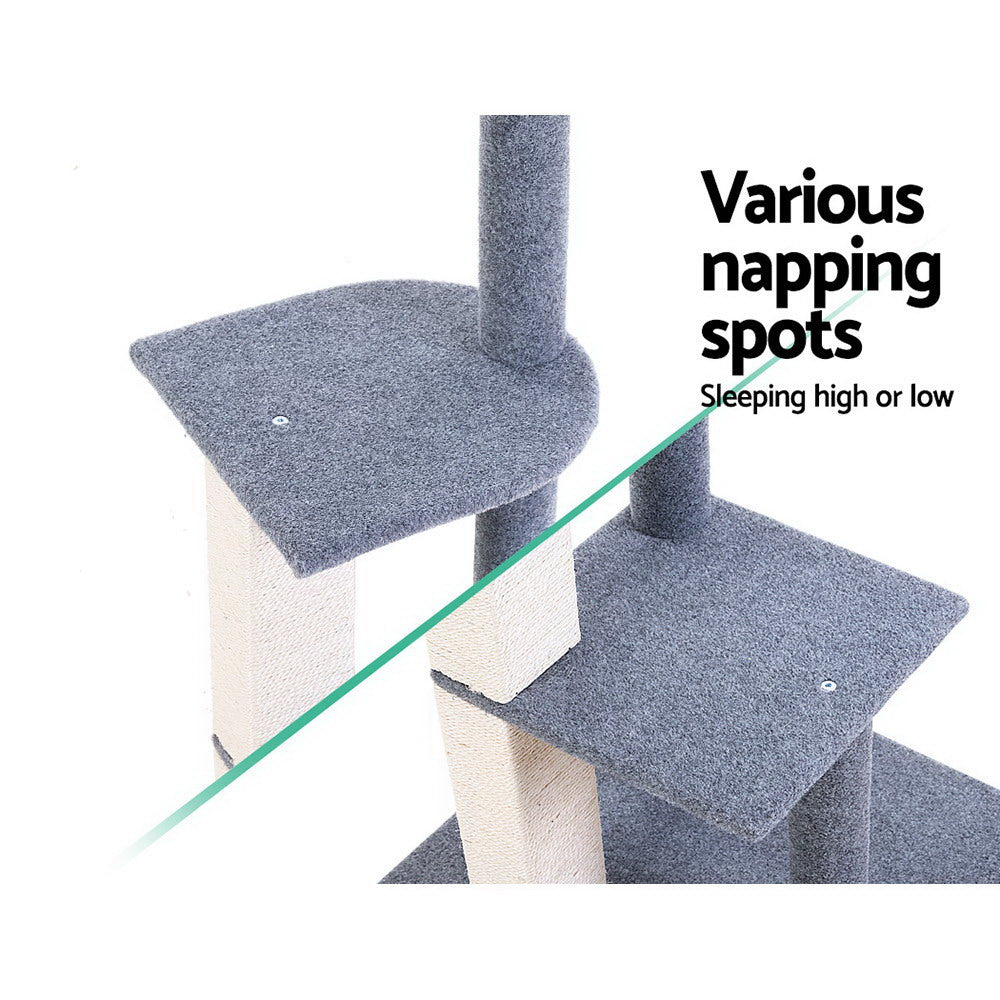 i.Pet Cat Tree 124cm Scratching Post Tower Scratcher Trees Wood Condo Board-Cat Trees-PEROZ Accessories