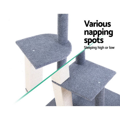 i.Pet Cat Tree 124cm Scratching Post Tower Scratcher Trees Wood Condo Board-Cat Trees-PEROZ Accessories
