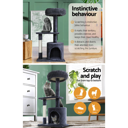 i.Pet Cat Tree 94cm Scratching Post Tower Scratcher Condo House Wood Trees Grey-Cat Trees-PEROZ Accessories