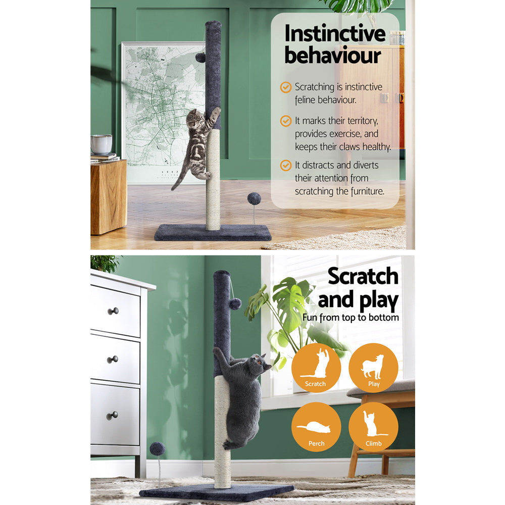 i.Pet Cat Tree 105cm Scratching Post Scratcher Tower Condo House Hanging toys Grey-Cat Trees-PEROZ Accessories
