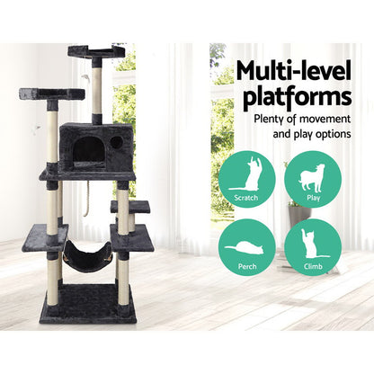 i.Pet Cat Tree 184cm Tower Scratching Post Scratcher Wood Trees Condo Bed House-Cat Trees-PEROZ Accessories