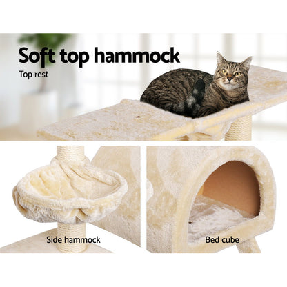 i.Pet Cat Tree 100cm Tower Scratching Post Scratcher Condo House Trees Bed Beige-Cat Trees-PEROZ Accessories