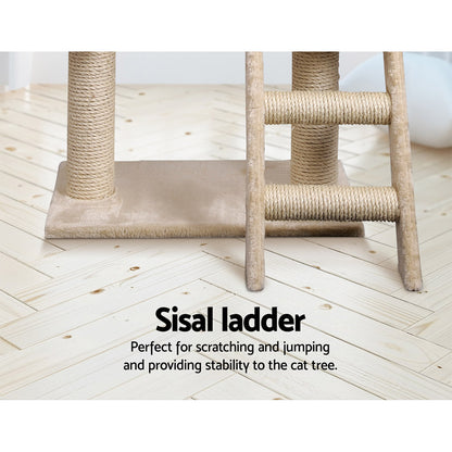 i.Pet Cat Tree 100cm Tower Scratching Post Scratcher Condo House Trees Bed Beige-Cat Trees-PEROZ Accessories