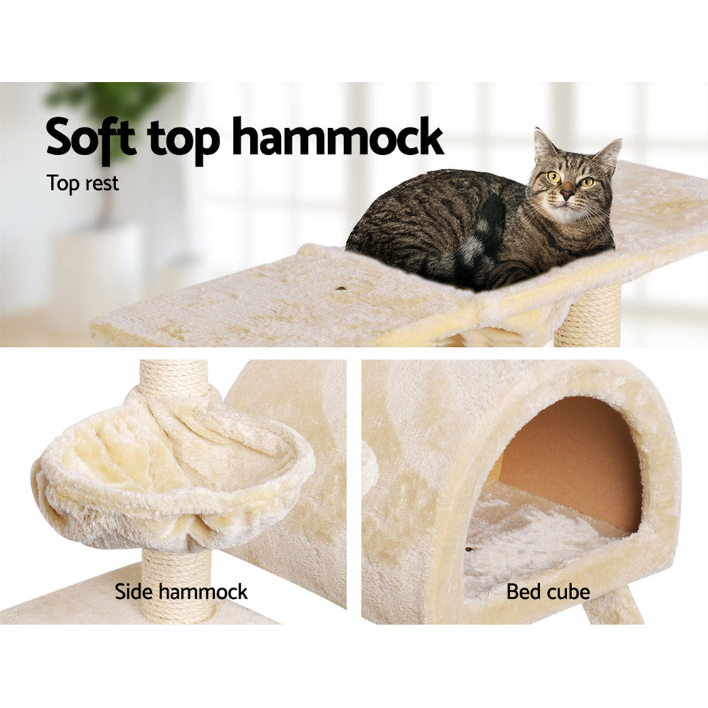 i.Pet Cat Tree 100cm Tower Scratching Post Scratcher Condo House Trees Bed Beige-Cat Trees-PEROZ Accessories