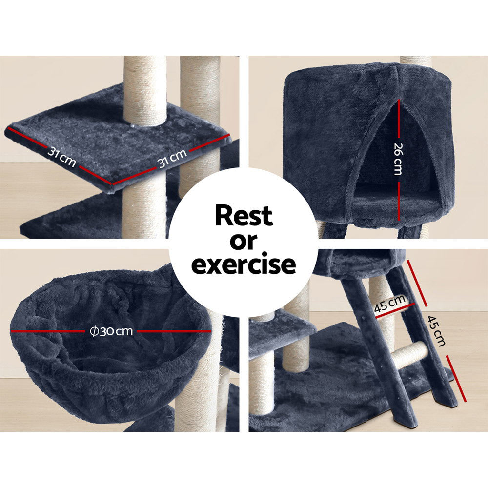i.Pet Cat Tree 244cm Tower Scratching Post Scratcher Trees Condo House Grey-Cat Trees-PEROZ Accessories