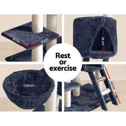 i.Pet Cat Tree 244cm Tower Scratching Post Scratcher Trees Condo House Grey-Cat Trees-PEROZ Accessories