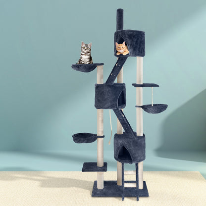 i.Pet Cat Tree 244cm Tower Scratching Post Scratcher Trees Condo House Grey-Cat Trees-PEROZ Accessories