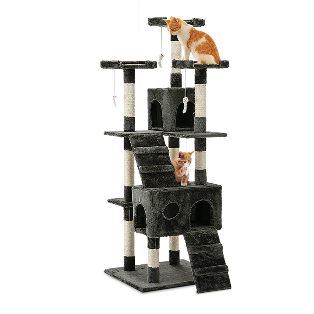 i.Pet Cat Tree 180cm Tower Scratching Post Scratcher Wood Condo House Toys Grey-Cat Trees-PEROZ Accessories