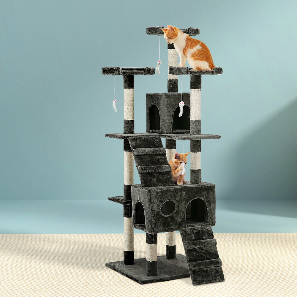 i.Pet Cat Tree 180cm Tower Scratching Post Scratcher Wood Condo House Toys Grey-Cat Trees-PEROZ Accessories