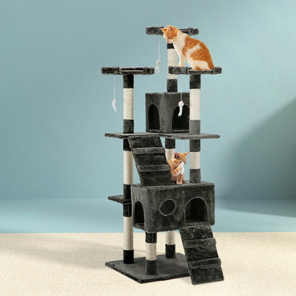 i.Pet Cat Tree 180cm Tower Scratching Post Scratcher Wood Condo House Toys Grey-Cat Trees-PEROZ Accessories