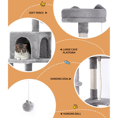 i.Pet Cat Tree Tower Scratching Post Scratcher 161cm Condo House Trees Grey-Pet Care &gt; Cat Supplies &gt; Cat Scratching Posts-PEROZ Accessories