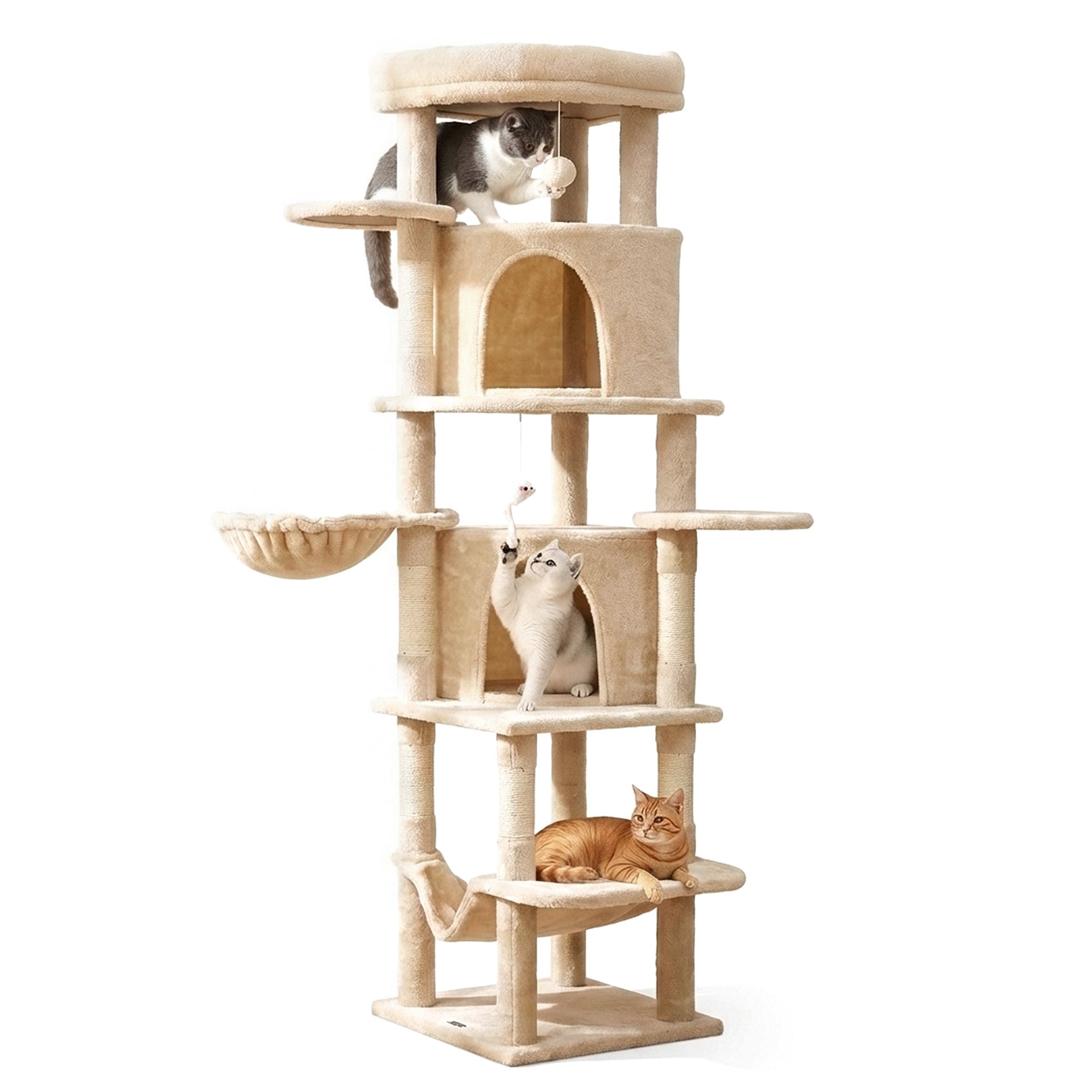 i.Pet Cat Tree Tower 167cm Large Scratching Post Furniture Scratcher House Beige-Pet Care > Cat Supplies > Cat Scratchers-PEROZ Accessories