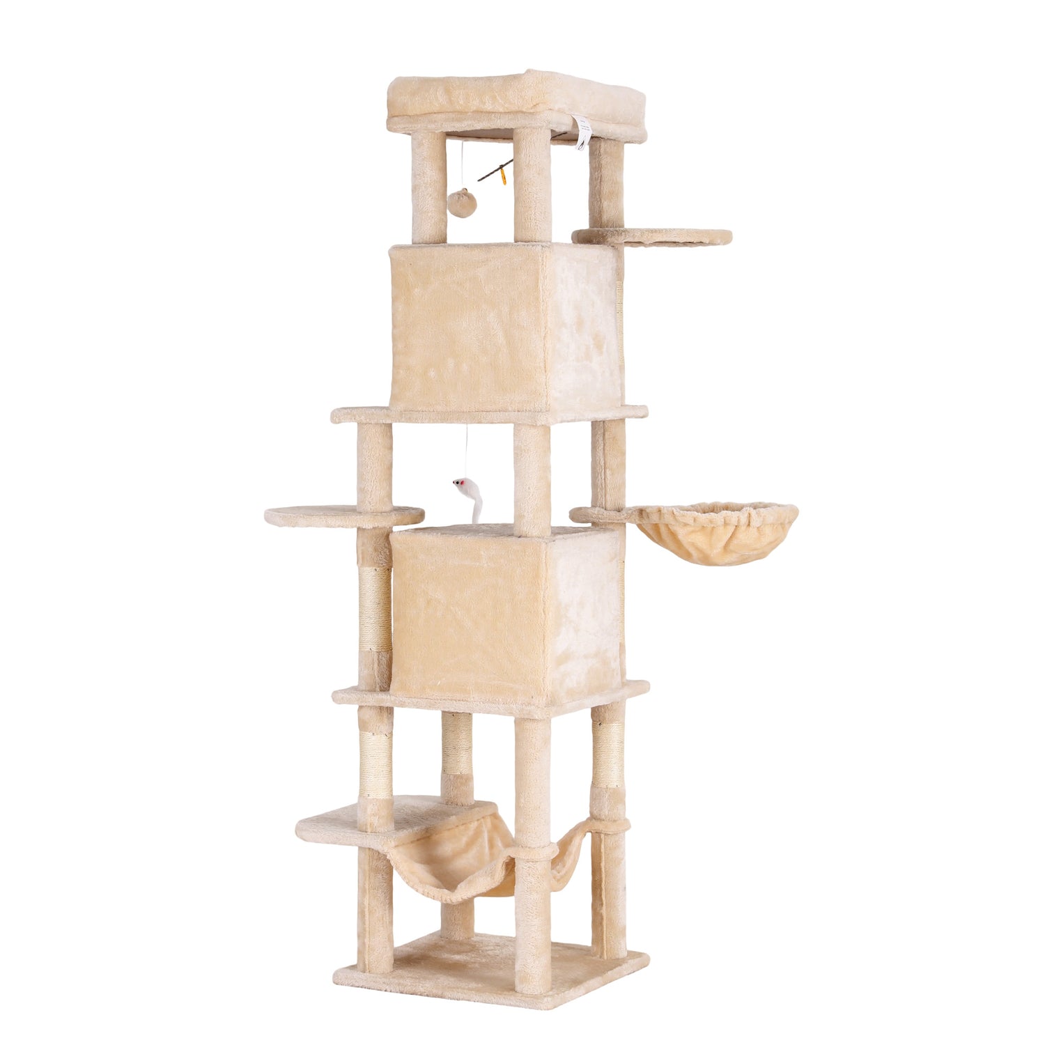 i.Pet Cat Tree Tower 167cm Large Scratching Post Furniture Scratcher House Beige-Pet Care > Cat Supplies > Cat Scratchers-PEROZ Accessories