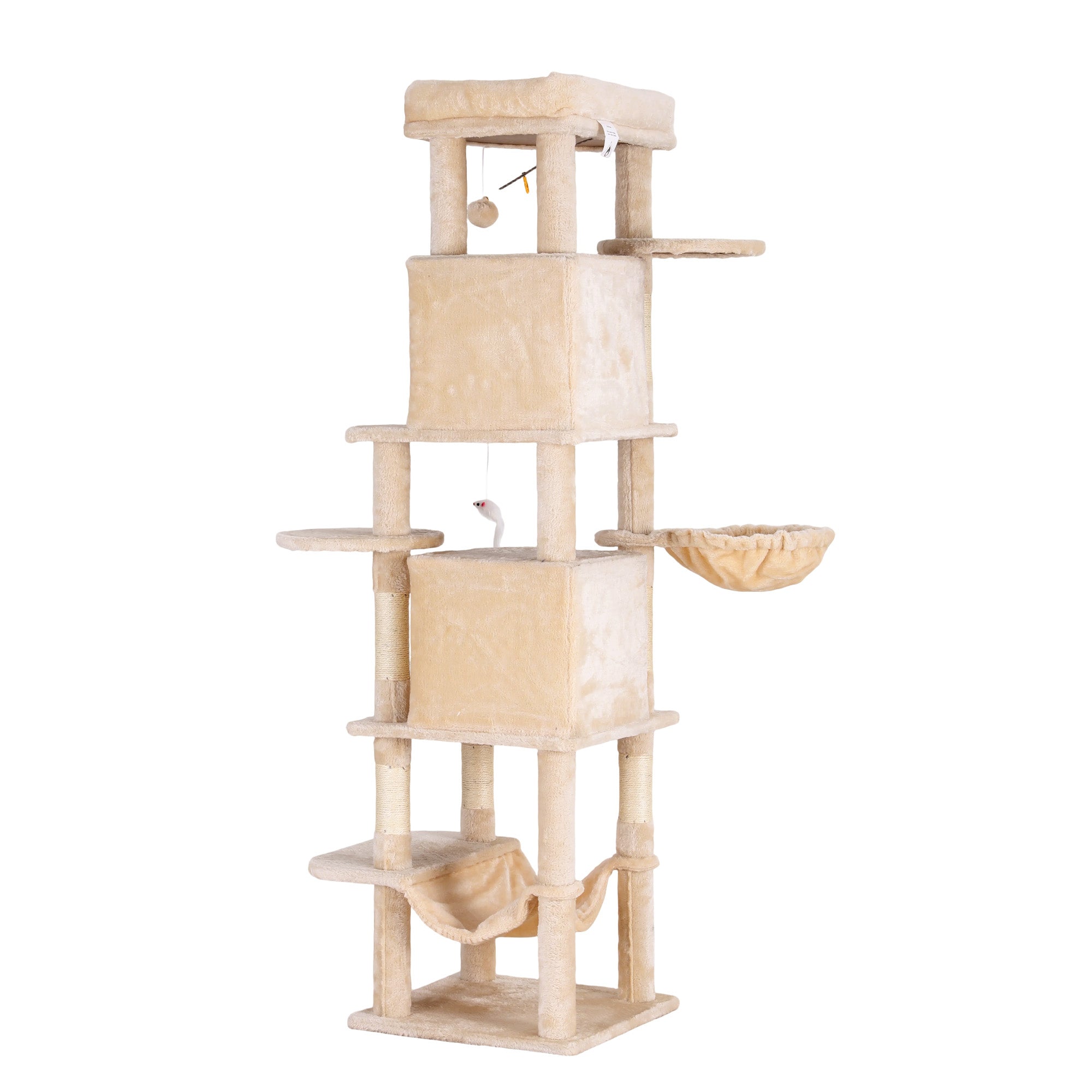 i.Pet Cat Tree Tower 167cm Large Scratching Post Furniture Scratcher House Beige-Pet Care > Cat Supplies > Cat Scratchers-PEROZ Accessories