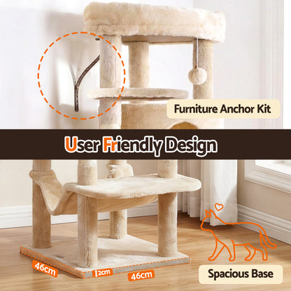 i.Pet Cat Tree Tower 167cm Large Scratching Post Furniture Scratcher House Beige-Pet Care > Cat Supplies > Cat Scratchers-PEROZ Accessories