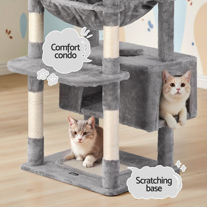 i.Pet Cat Tree 184cm Tower Scratching Post Trees Scratcher Condo House Light Grey-Pet Care &gt; Cat Supplies &gt; Cat Scratchers-PEROZ Accessories