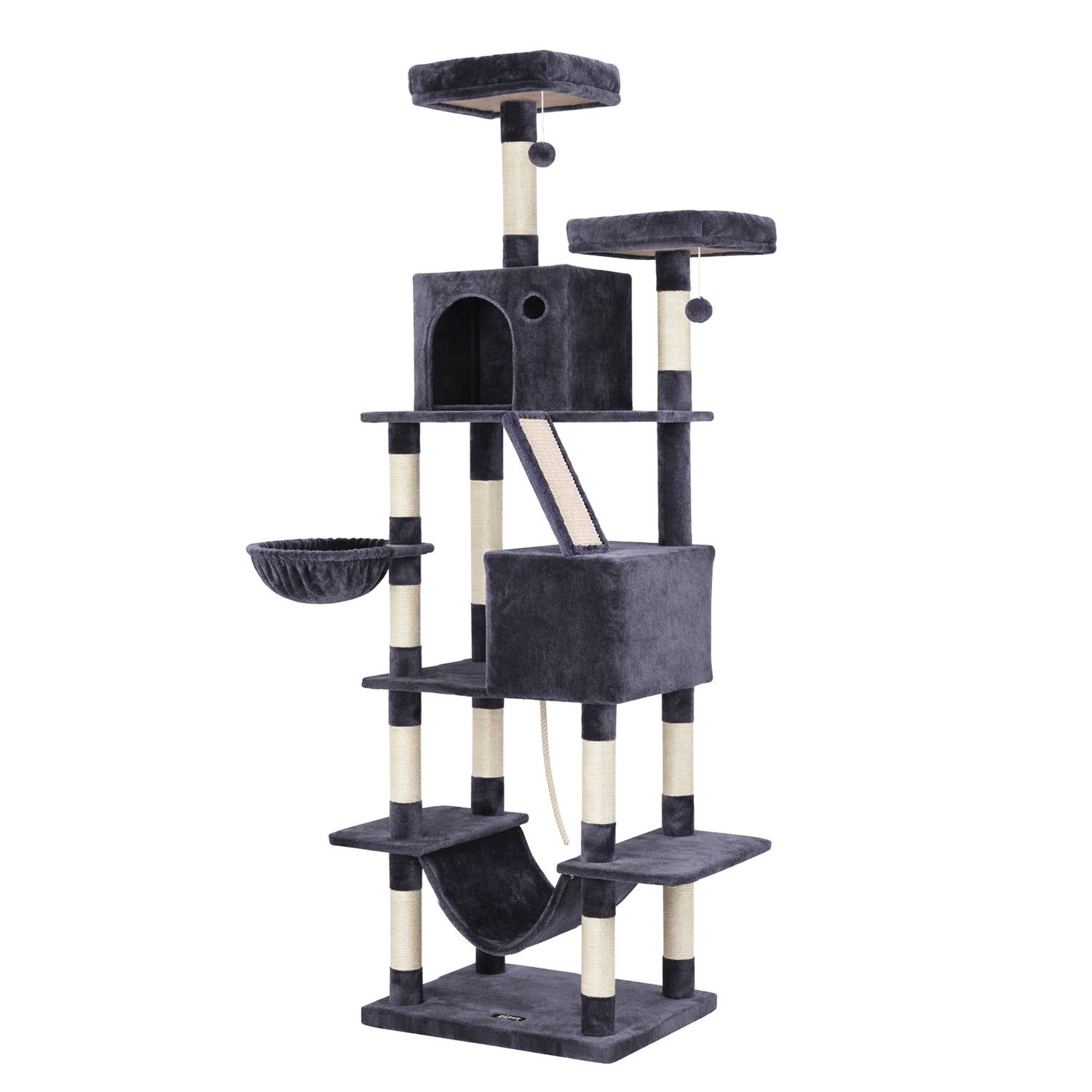 i.Pet Cat Tree Tower 206cm Large Scratching Post Furniture Scratcher House Grey-Pet Care > Cat Supplies > Cat Scratchers-PEROZ Accessories