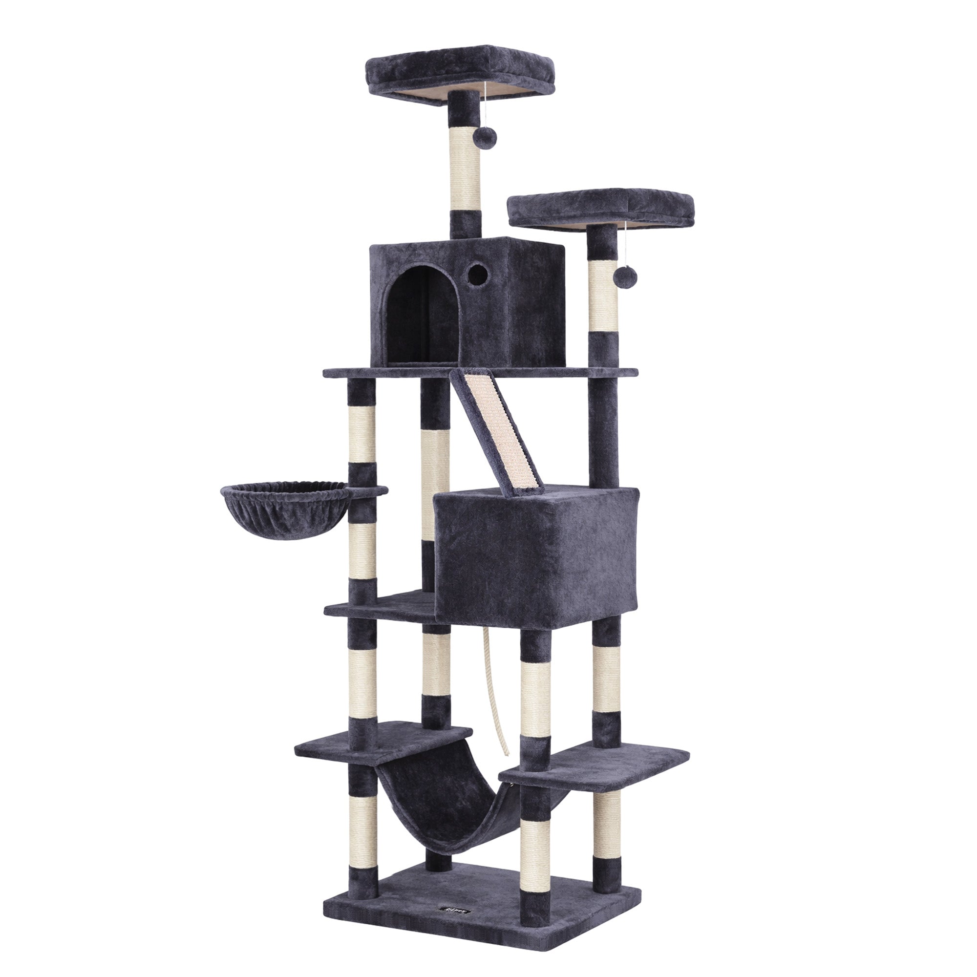 i.Pet Cat Tree Tower 206cm Large Scratching Post Furniture Scratcher House Grey-Pet Care > Cat Supplies > Cat Scratchers-PEROZ Accessories