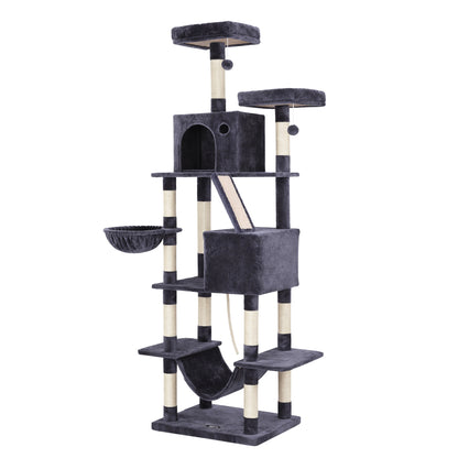 i.Pet Cat Tree Tower 206cm Large Scratching Post Furniture Scratcher House Grey-Pet Care > Cat Supplies > Cat Scratchers-PEROZ Accessories