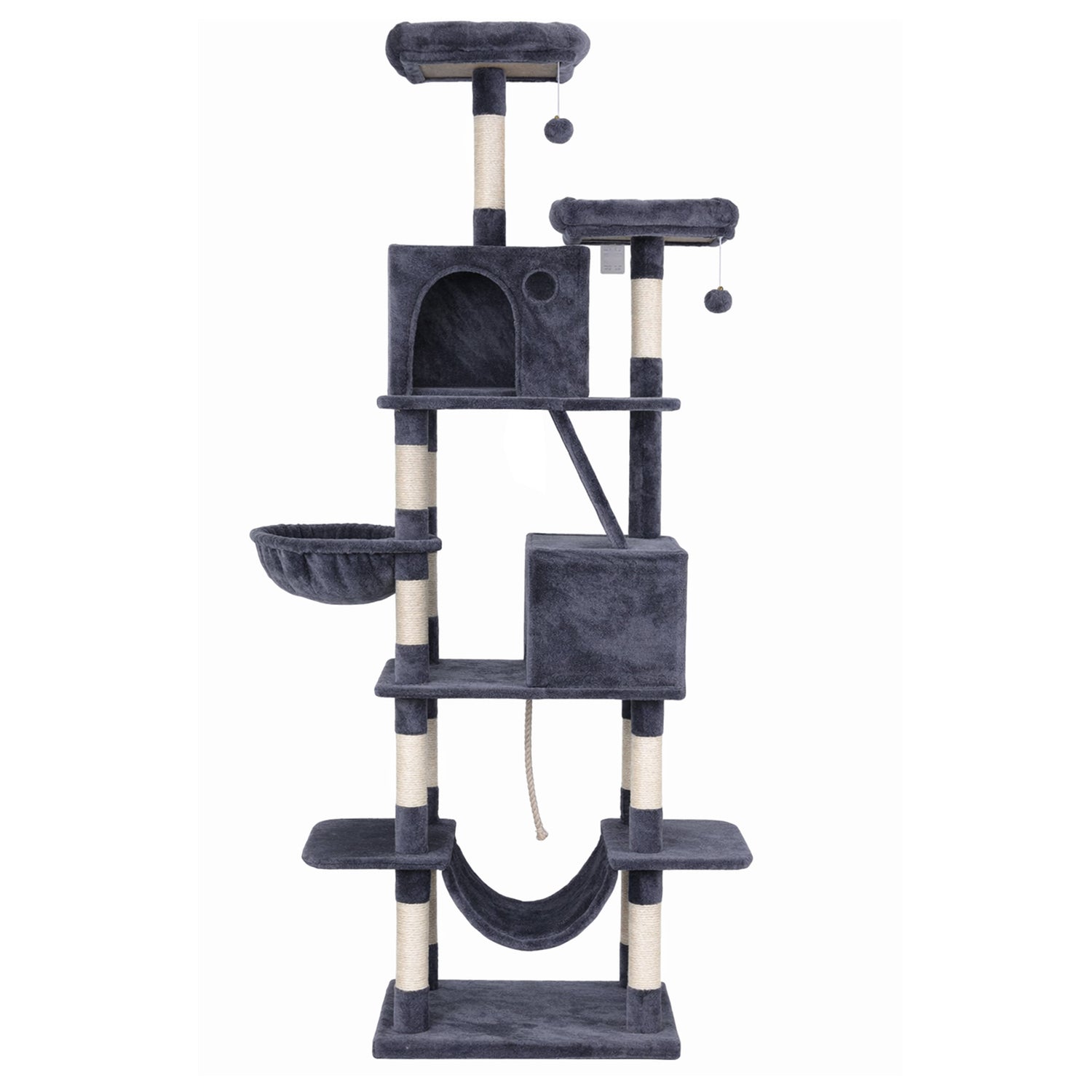 i.Pet Cat Tree Tower 206cm Large Scratching Post Furniture Scratcher House Grey-Pet Care > Cat Supplies > Cat Scratchers-PEROZ Accessories