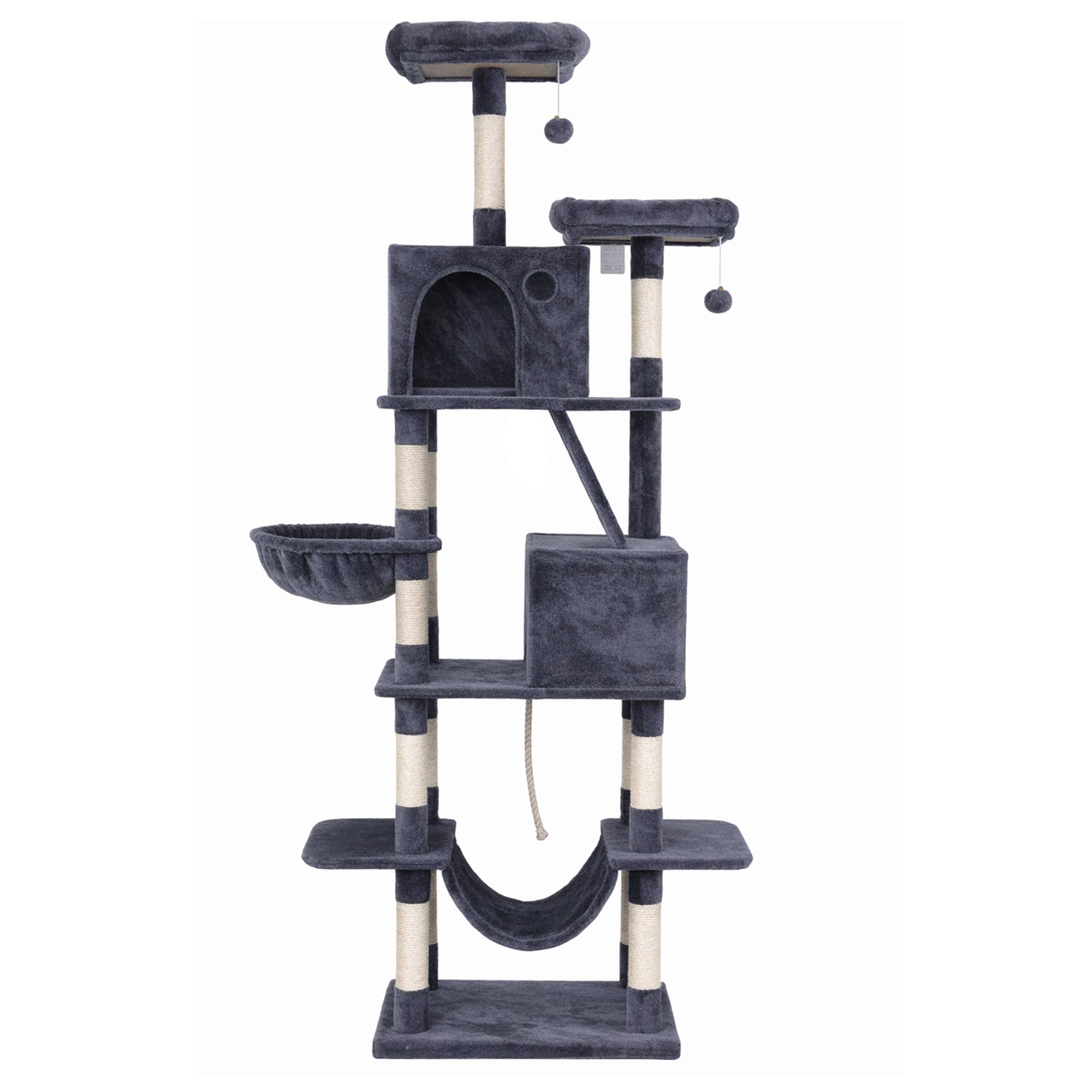 i.Pet Cat Tree Tower 206cm Large Scratching Post Furniture Scratcher House Grey-Pet Care > Cat Supplies > Cat Scratchers-PEROZ Accessories