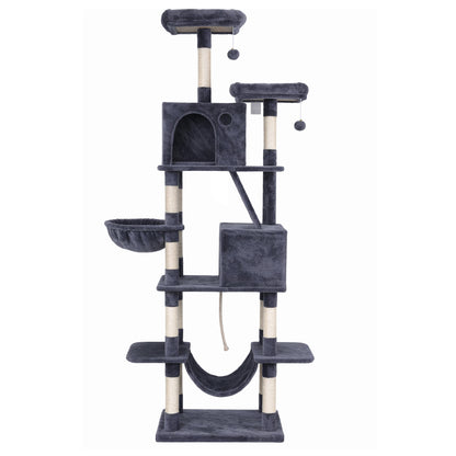i.Pet Cat Tree Tower 206cm Large Scratching Post Furniture Scratcher House Grey-Pet Care > Cat Supplies > Cat Scratchers-PEROZ Accessories
