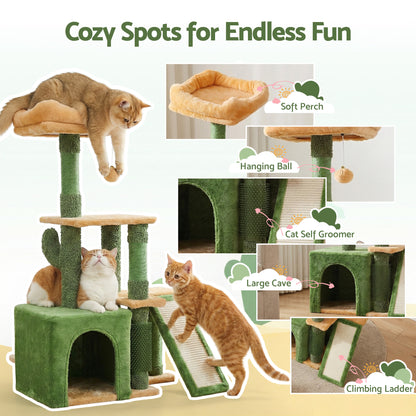 i.Pet Cat Tree Tower 101cm Scratching Post Furniture Scratcher House Green-Pet Care > Cat Supplies > Cat Scratching Posts-PEROZ Accessories