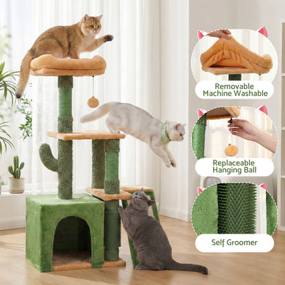 i.Pet Cat Tree Tower 101cm Scratching Post Furniture Scratcher House Green-Pet Care > Cat Supplies > Cat Scratching Posts-PEROZ Accessories