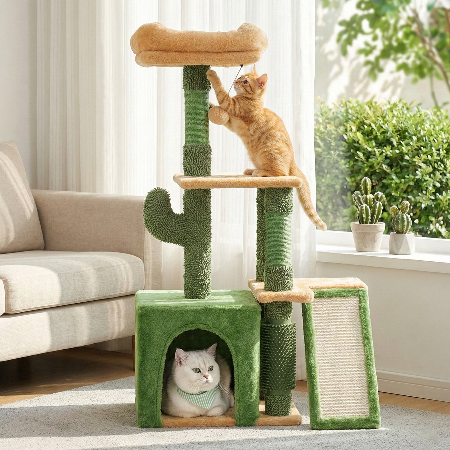 i.Pet Cat Tree Tower 101cm Scratching Post Furniture Scratcher House Green-Pet Care > Cat Supplies > Cat Scratching Posts-PEROZ Accessories