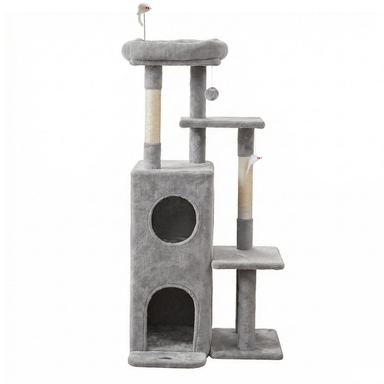 i.Pet Cat Tree Tower 127cm Scratching Post Furniture Scratcher House Light Grey-Pet Care > Cat Supplies > Cat Scratching Posts-PEROZ Accessories
